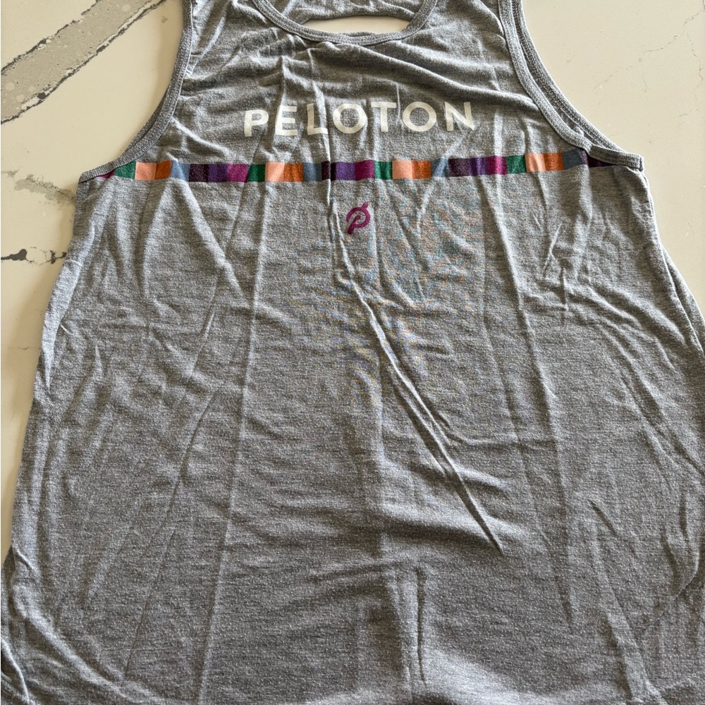 Peloton Gray Tank Top with Multicolor Accents